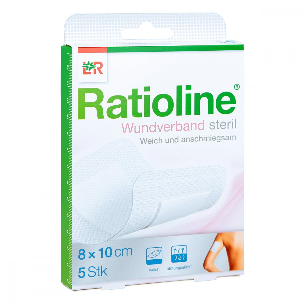 Bild von Ratioline Wundverband 10 X 8 cm Steril 5 Stück - Zur Wundversorgung
