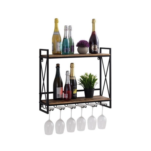 Bild von soma Regal Weinregal Holz Hausbar Flaschenregal 60x45x25cm Rio Mangoholz Metall