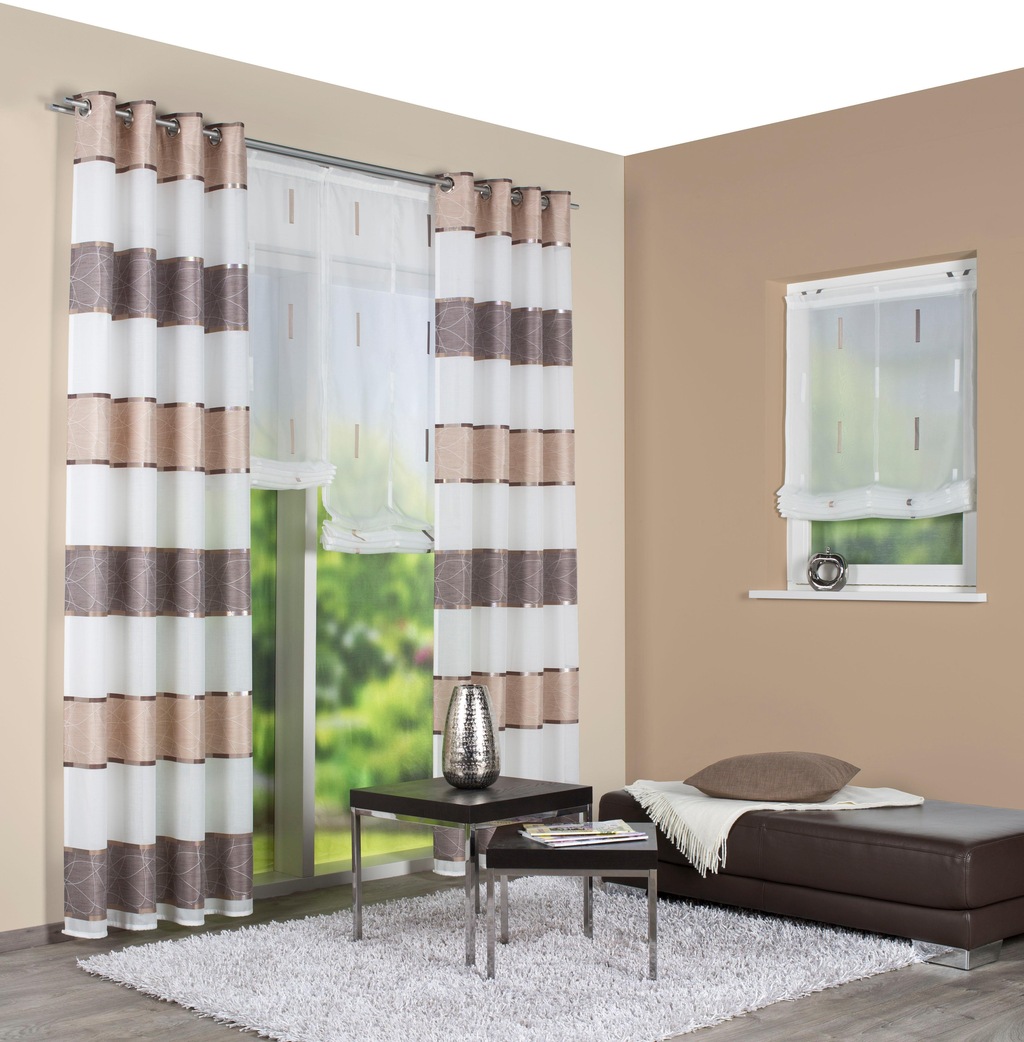 Bild von Vorhang HOME WOHNIDEEN "TALWER" Gr. 1, braun (cappuccino), B:140cm H:145cm, Jacquard, Polyester, Gardinen