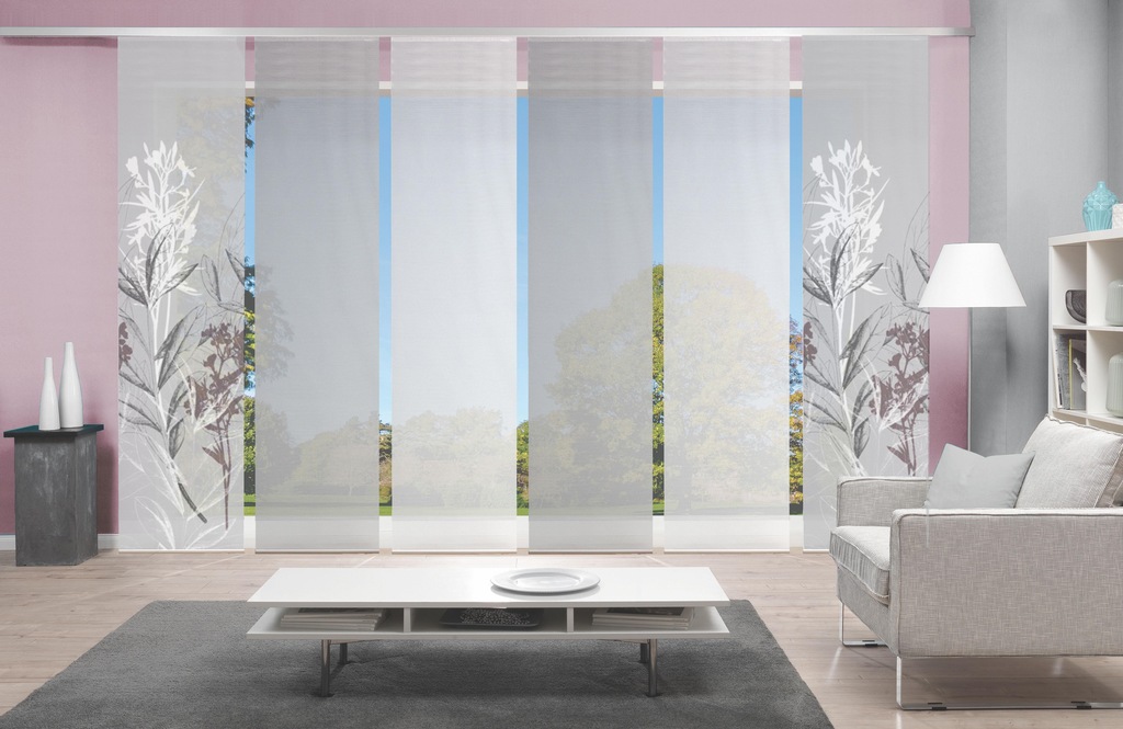 Bild von Schiebegardine VISION S "6ER SET SEMORA" Gr. 1, grau, B:60cm H:260cm, Polyester, Gardinen, HxB: 260x60, Schiebevorhang 6er Set Digitaldruck