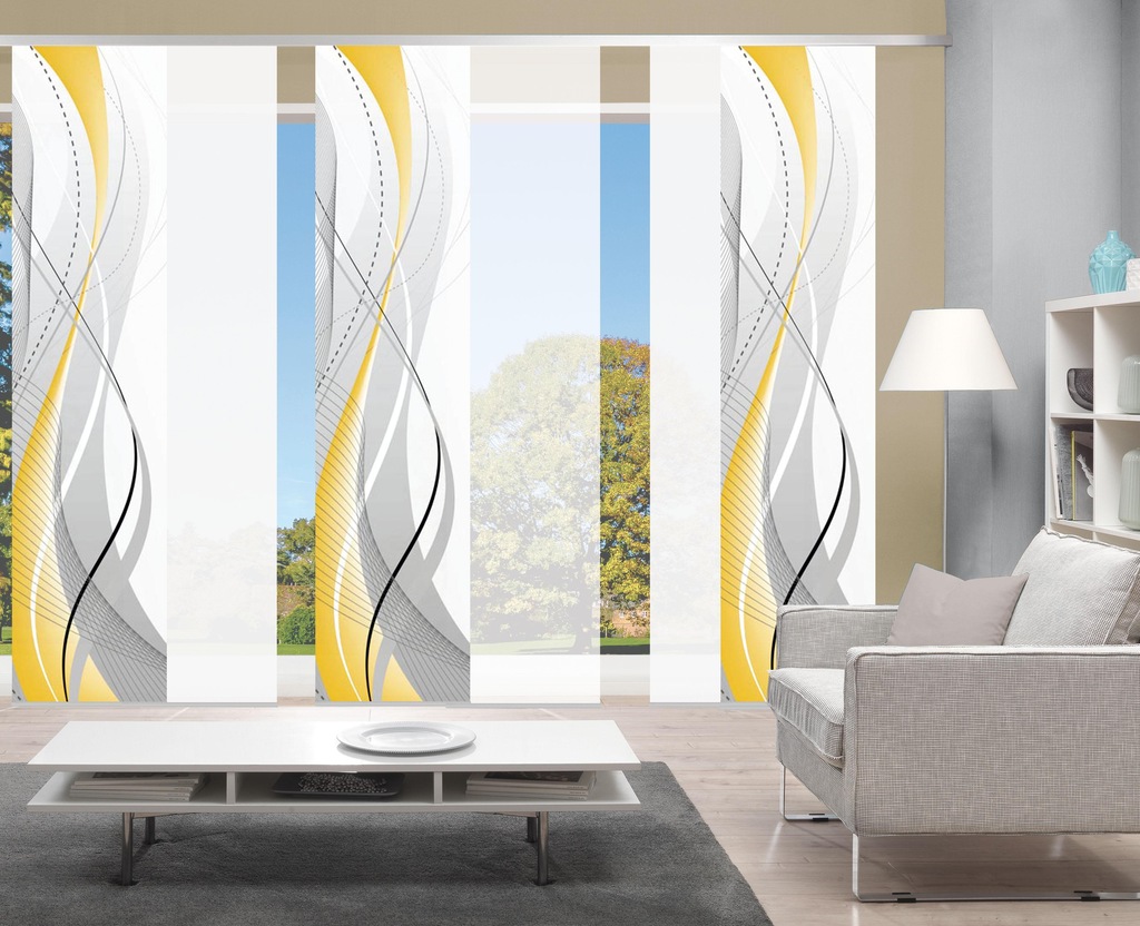 Bild von HOME WOHNIDEEN Schiebegardine CARLISLE 6ER SET, Paneelwagen (6 St), halbtransparent, Microfaser, HxB: 245x60