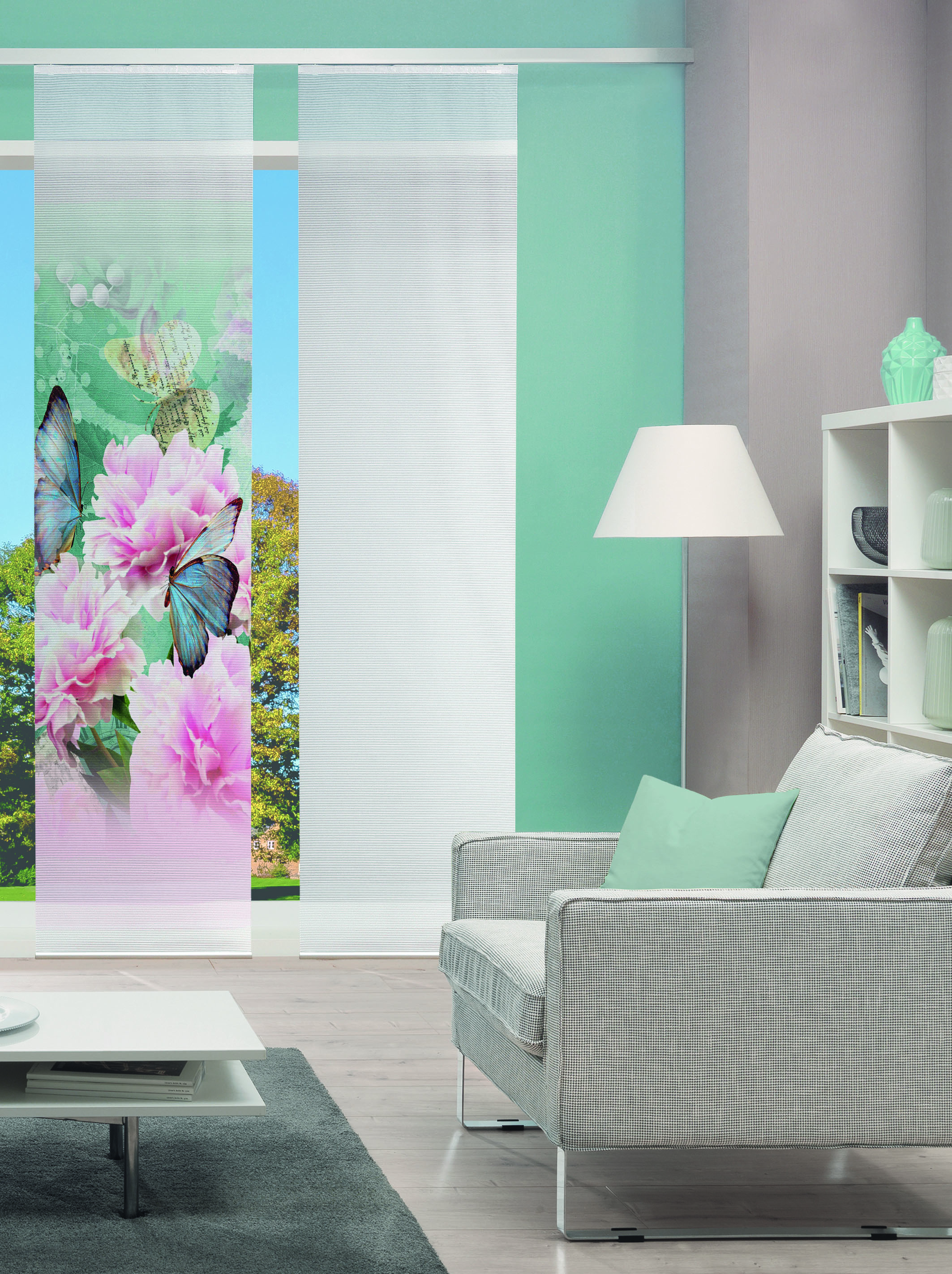 Bild von Schiebegardine VISION S "SCHIEBEVORHANG DIGITALDRUCK BAMBUS-OPTIK 'SANTORI'", bunt, B:60cm H:260cm, Polyester, Gardinen, DIGITALDRUCK - INDIVIDUELL KÜRZBAR