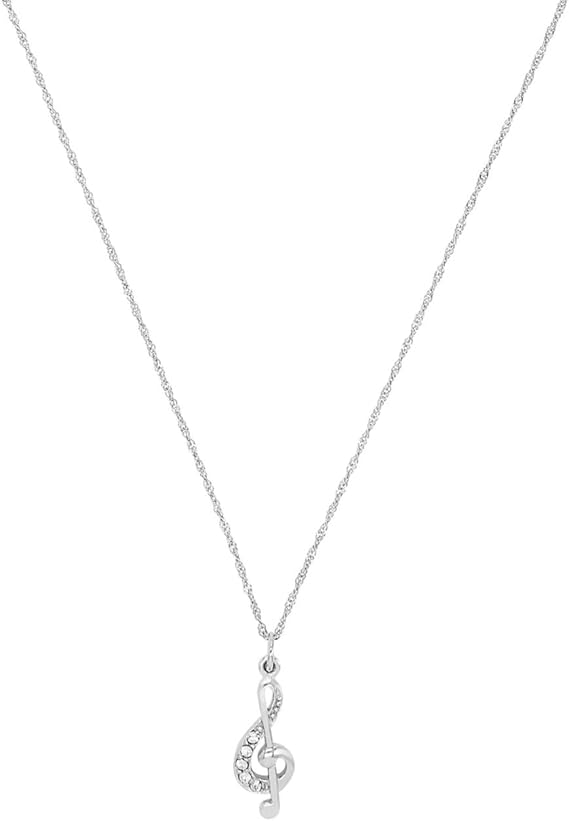 Bild von Amor Kette mit Anhänger 925 Sterling Silber Damen Halsschmuck, mit Zirkonia synth., 45 cm, Silber, Notenschlüssel, Kommt in Schmuck Geschenk Box, 2016036