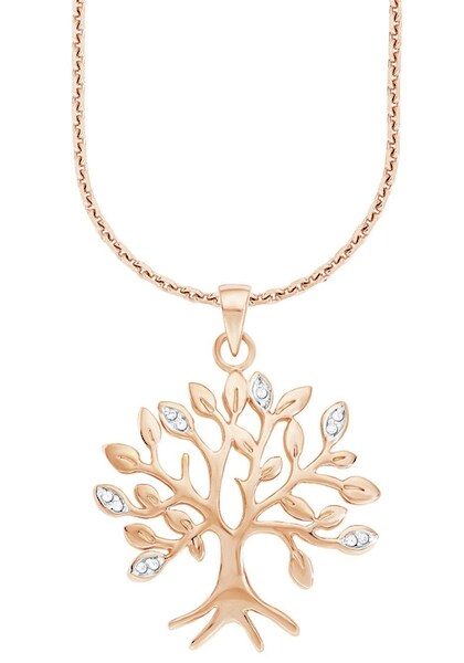 Bild von Amor Kette mit Anhänger 925 Sterling Silber Damen Halsschmuck, mit Zirkonia synth., 60 cm, Roséfarben, Lebensbaum, Kommt in Schmuck Geschenk Box, 2016687