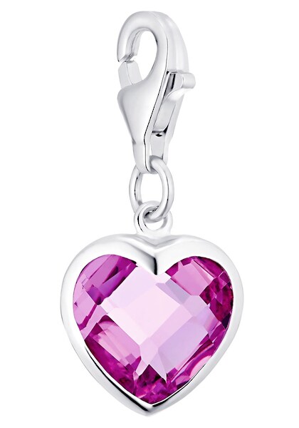 Bild von Amor Charm 925 Sterling Silber Damen Anhänger, mit Zirkonia synth., 2 cm, Pink, Herz, Kommt in Schmuck Geschenk Box, 2023154