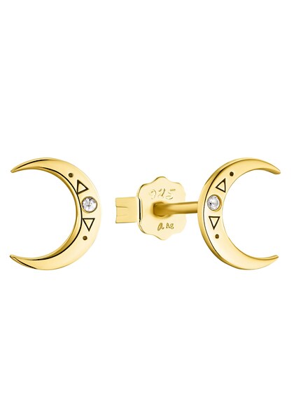 Bild von Amor Ohrstecker 925 Sterling Silber Damen Ohrschmuck, mit Zirkonia synth., 0,9 cm, Gold, Stern, Kommt in Schmuck Geschenk Box, 2032788