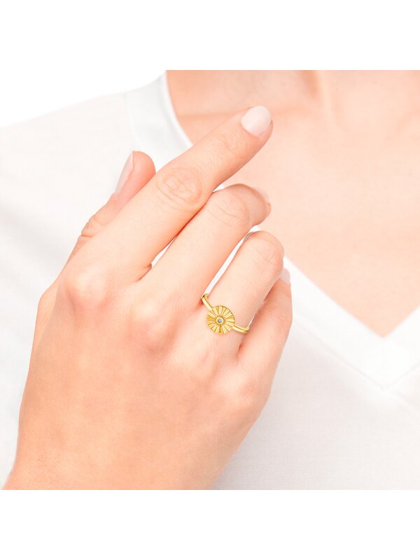 Bild von s.Oliver Ring 925 Sterling Silber Damen Ringe, mit Zirkonia synth., Gold, Münze, Kommt in Schmuck Geschenk Box, 2031435
