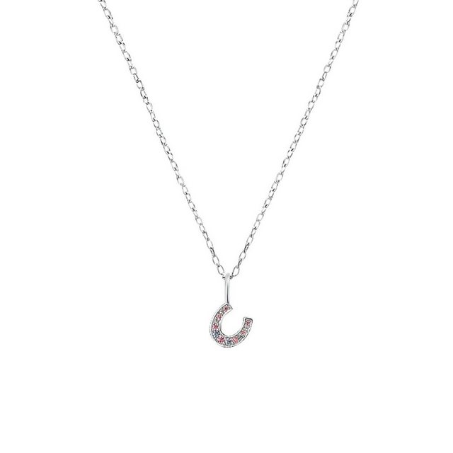 Bild von s.Oliver Kette mit Anhänger 925 Sterling Silber Mädchen Kinder Halsschmuck, mit Zirkonia synth., 37+3 cm, Silber, Hufeisen, Kommt in Schmuck Geschenk Box, 2032579
