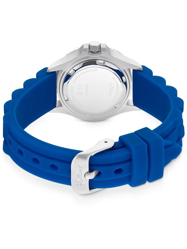 Bild von s.Oliver Armbanduhr Jungen Kinder Quarzuhr Analog, mit Silikon Armband, Blau, 3 bar Wasserdicht, Kommt in Uhren Geschenk Box,