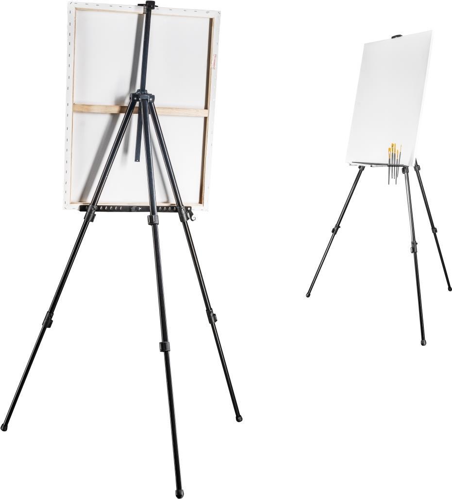 Bild von Walimex pro Staffelei XXL 62-205 cm, Leinwandstaffelei aus Aluminium inkl. Transporttasche, Feldstaffelei für Leinwand bis 150 cm, Leinwandstativ mit Ablage (1022745)