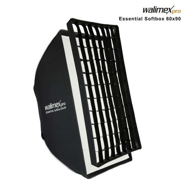 Bild von Walimex pro Essential Softbox 60x90cm, um 360° drehbar, einfacher Aufbau, inkl. Grid, Bowens Adapter und Transporttasche, ideal für Produkt- und Peoplefotografie (1023424)