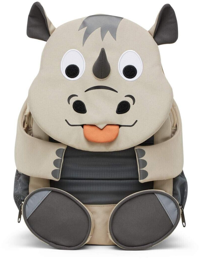 Bild von Affenzahn Großer Freund Kindergartenrucksack mit Nashorn-Motiv aus Recyceltem Material in der Farbe Grau, Maße: 20cm x 12cm x 31cm, AFZ-FAL-001-047