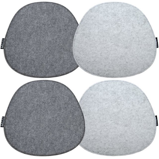 Bild von DuneDesign Stuhlkissen 4 Filz Sitzkissen oval Stuhlkissen Sitzauflage, 40x37cm grau 8 mm