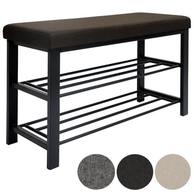 Bild von DuneDesign Schuhbank Schuhregal offener Schuhschrank mit 2 Böden Bank, Sitzbank Schuhbank aus Metall