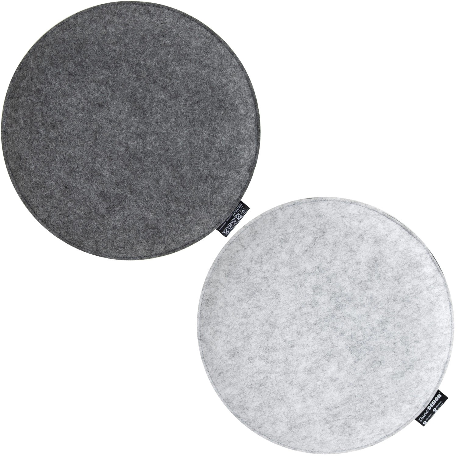 Bild von DuneDesign 2 Runde Sitzkissen aus Filz Ø 35 x 2,5 cm in Grau