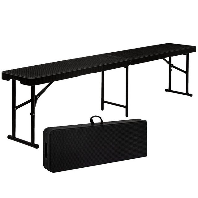 Bild von AMANKA Bierzeltgarnitur Bierbank Rattan Look Kunststoff Bank Sitzbank, Klappbar 184x30x43 Gartenbank