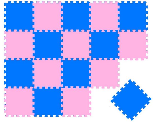 Bild von LittleTom Puzzlematte 18 Teile Baby Kinder Puzzlematte ab Null - 30x30cm, dunkelblau pinke Matte