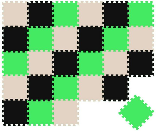 Bild von LittleTom Puzzlematte 27 Teile Baby Kinder Puzzlematte ab Null - 30x30cm, Schwarz Beige Hellgrün
