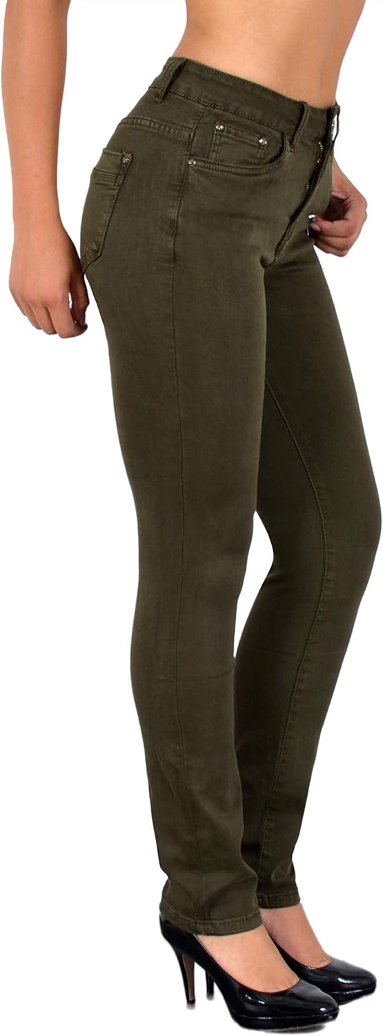 Bild von ESRA Damen Jeans Hose Jeanshose Damen Hochbund Straight-Fit gerader Schnitt High Waist Hose Jeans Damen Hose Straight Jeans Damen Stretch bis Übergröße Hose Plus Size G1300