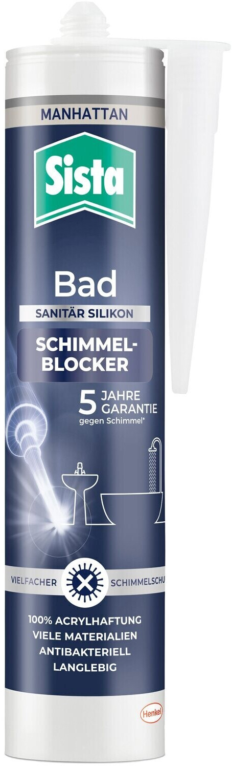 Bild von Sista Bad Schimmelblocker Silikon, Sanitärsilikon für neuen Glanz im Bad, Schimmelblocker mit 4-fachem Schimmelschutz, antibakterielle Dichtmasse für viele Materialien*, 1x280ml Kartusche, manhattan
