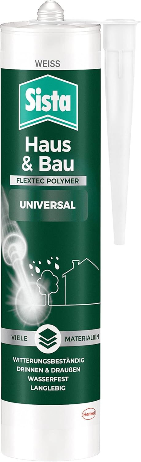 Bild von Sista Haus & Bau Universal FlexTec Polymer, Universal-Silikon für Fugen innen & außen, witterungsbeständige Dichtmasse für viele Materialien*, wasserfeste Fugenmasse, 1x280ml Kartusche, transparent