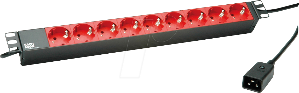 Bild von Bachmann - Steckdosenleiste (Rack - einbaufähig) - Schutzkontakt - Eingabe, Eingang IEC 60320 C20 - Ausgangsanschlüsse: 9 (power CEE 7/3)