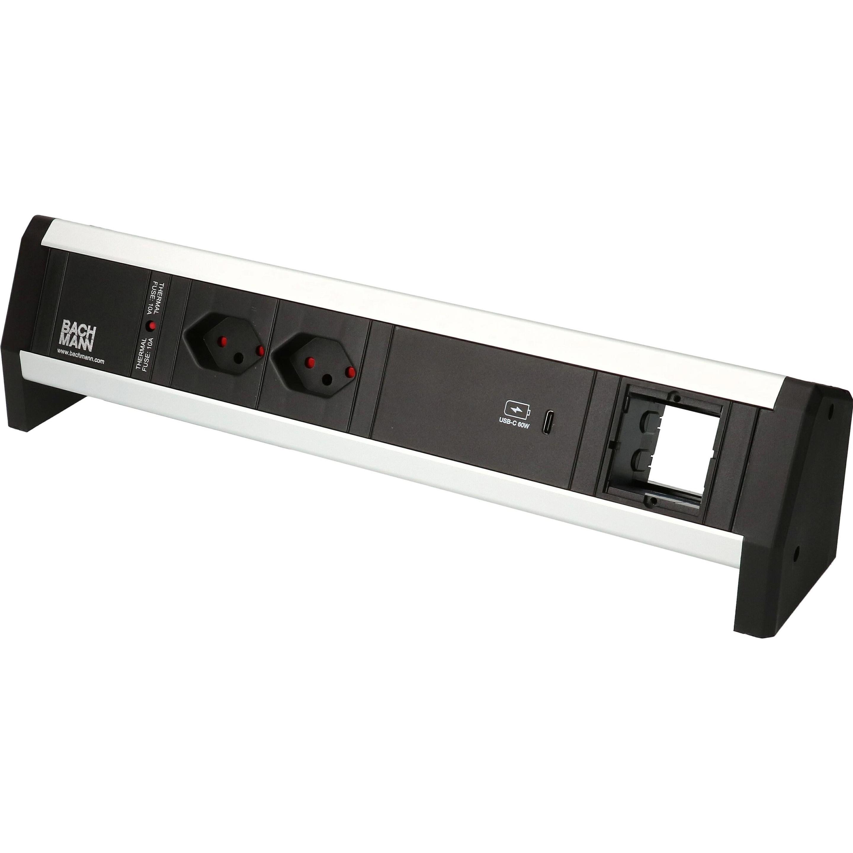 Bild von Bachmann, Steckdosenleiste, Tischsteckdosenleiste DESK 1, 2x T13, 1x USB C, 1x Custom (2 x, Typ 13, USB-A, USB-C, 0 m)
