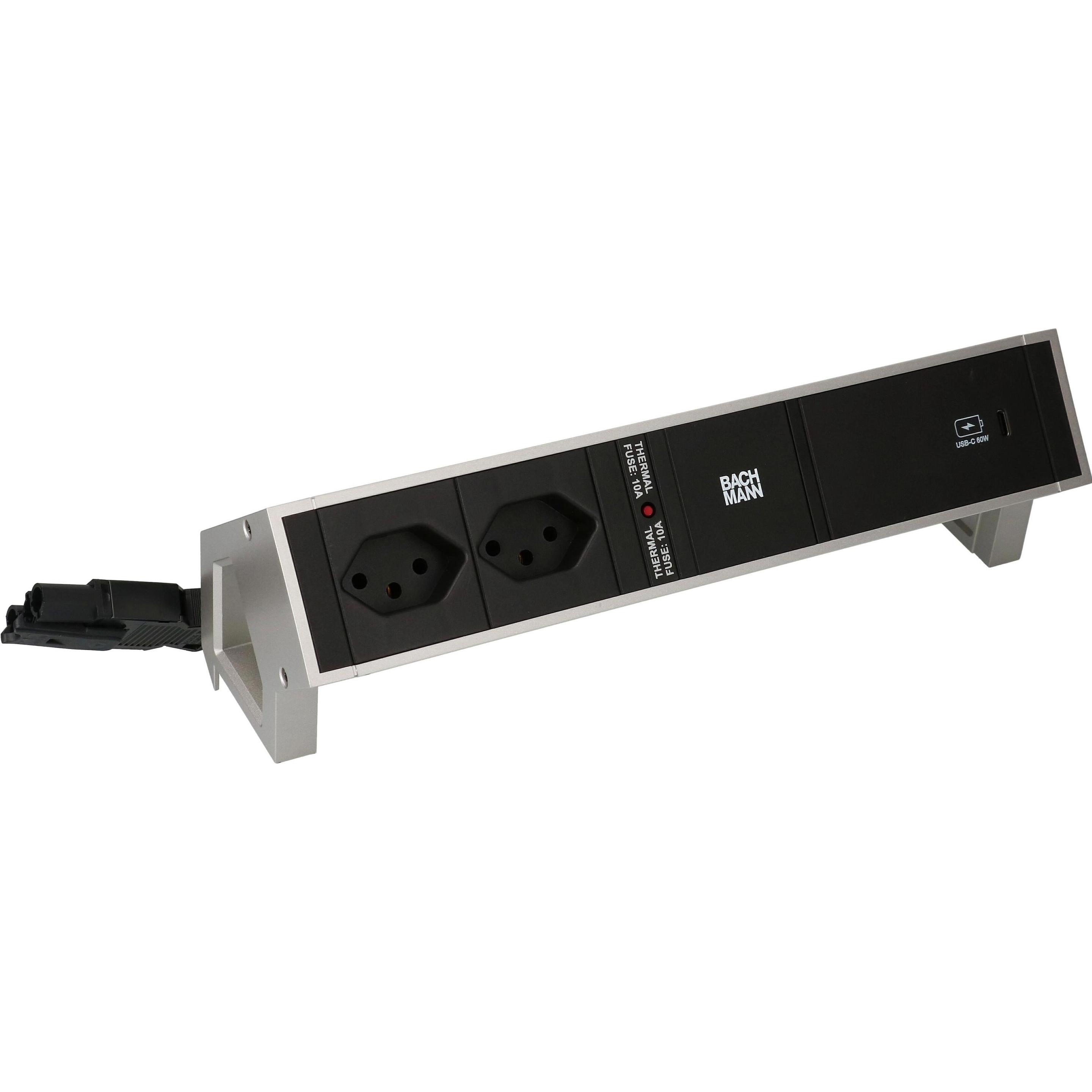 Bild von Bachmann, Steckdosenleiste, Tischsteckdosenleiste DESK 2, 2x T13, 1x USB C (2 x, Typ 13, 0.20 m)