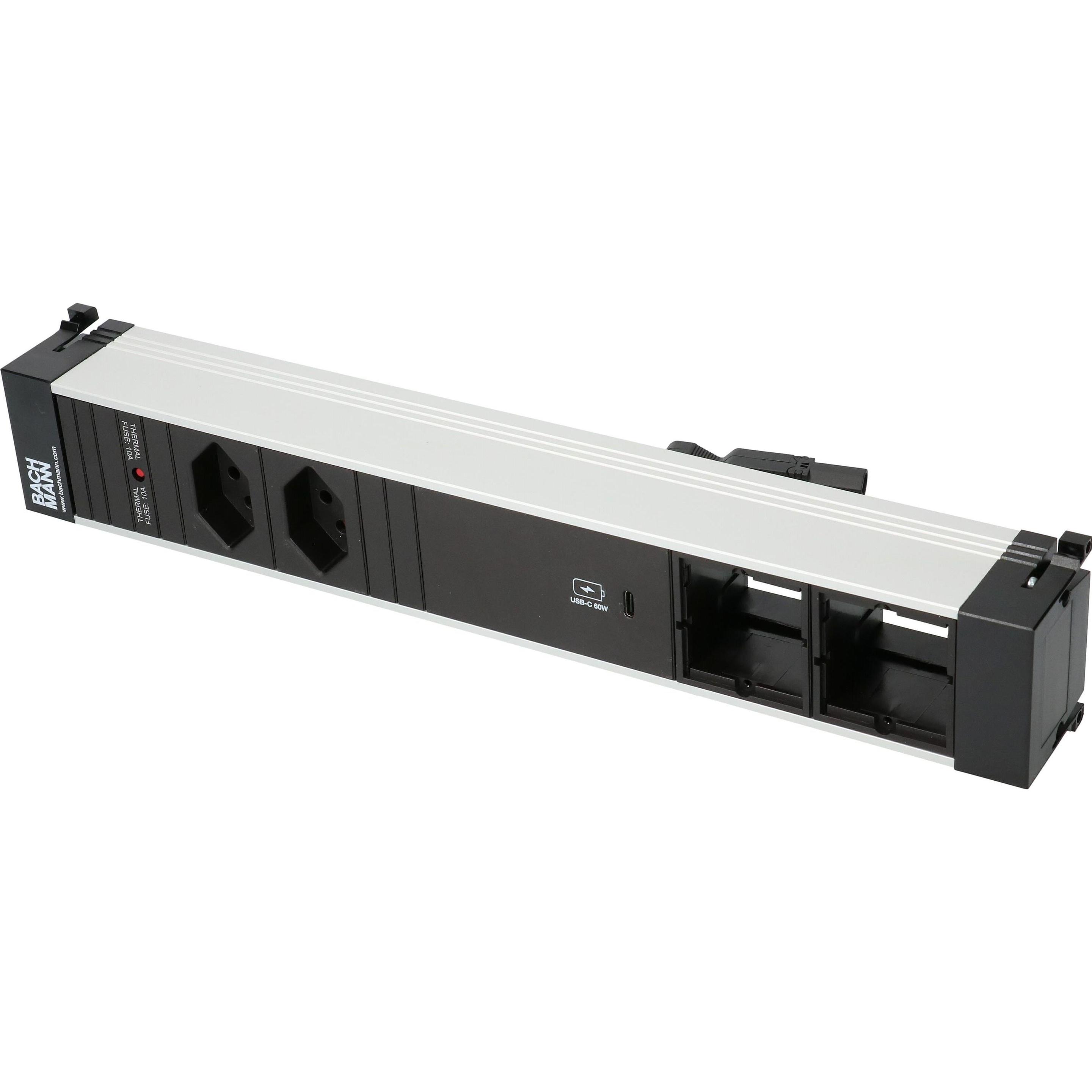 Bild von Bachmann, Steckdosenleiste, Einbausteckerleiste POWER FRAME 2x T13, 1x USB-C, 2x Custom (2 x, Typ 13, 0.20 m)