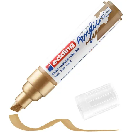 Bild von edding 5000 Acrylmarker breit - gold - 1 Acrylstift wasserfest - breite Keilspitze 5-10 mm - Acryl Farben zum Malen auf Leinwand, Malpapier und Holz - Acrylstifte für Steine