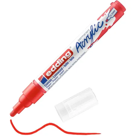 Bild von edding 5100 Acrylmarker medium - rot - 1 Acrylstift wasserfest - mittlere Rundspitze 2-3 mm - Acryl Farben zum Malen auf Leinwand, Malpapier und Holz - Acrylstifte für Steine