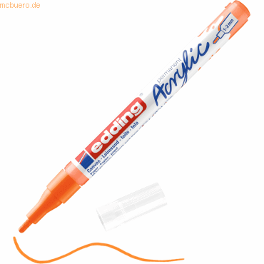 Bild von edding 5300 Acrylmarker fein - neon-orange - 1 Acrylstift wasserfest - feine Rundspitze 1-2 mm