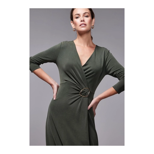 Bild von Zero Damen Midikleid elegant mit Raffung Spruce Forest, 34