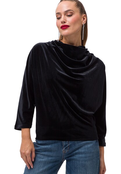 Bild von zero Langarmshirt, Wasserfall-Ausschnitt, für Damen, schwarz, 44