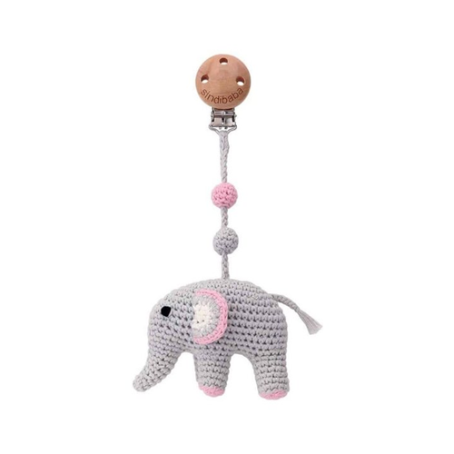 Bild von SindiBaba Kinderwagenanhänger Elefant Jumbo - Rosa, gehäkelt, Handarbeit