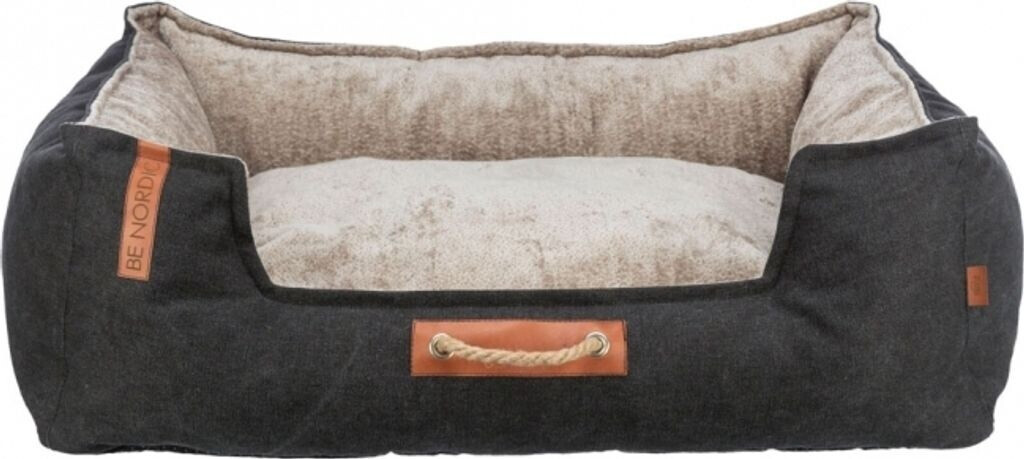 Bild von TRIXIE Hundebett BE Nordic Föhr 60x50 cm in schwarz/Sand – eckiger Hundekorb für kleine & große Hunde - gemütliches Hundekörbchen mit praktischem Tragegriff - weich & waschbar - 36590