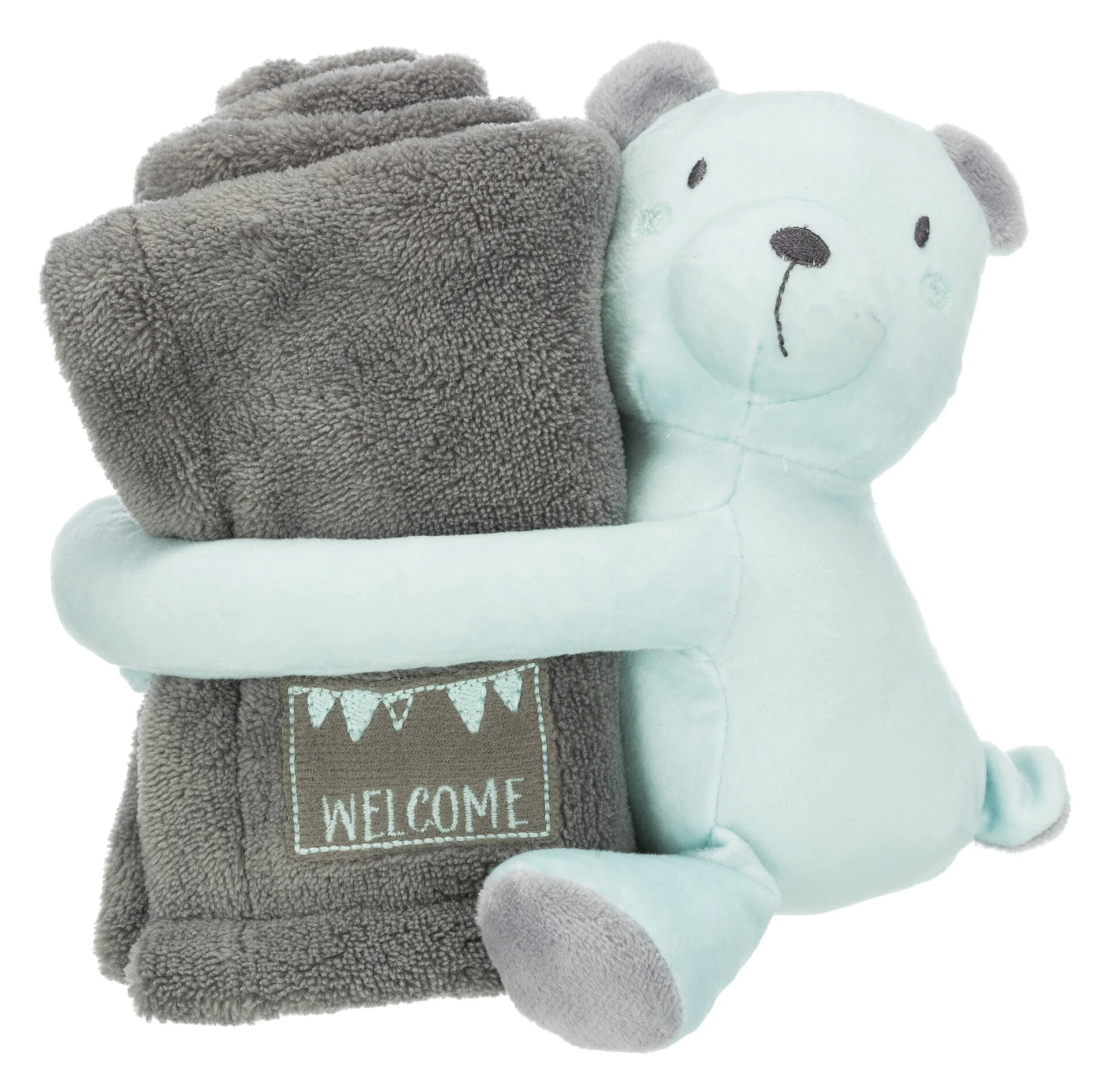 Bild von TRIXIE 37110 Junior Kuschel-Set Decke/Bär, Plüsch, 75 × 50 cm, grau/Mint
