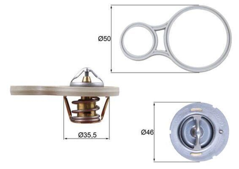 Bild von MAHLE ORIGINAL TX 255 91 Kühlwasserthermostat Thermostat, Thermostat, Kühlmittel, Kühler Thermostat 91 46 mit Dichtung CHRYSLER: VOYAGER 4