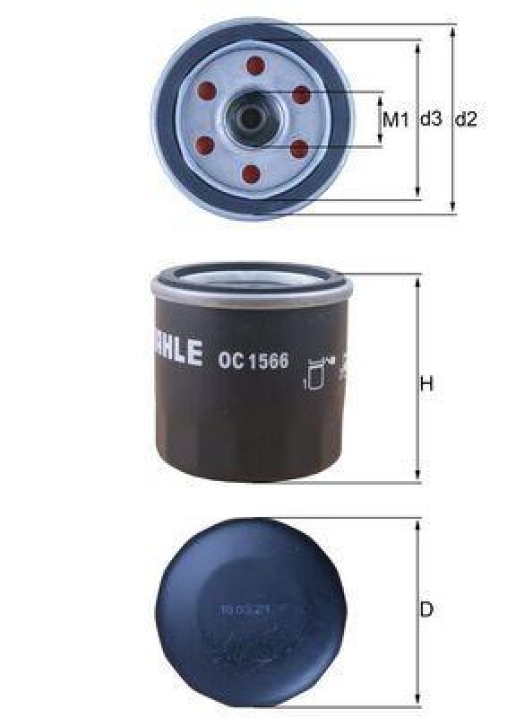 Bild von MAHLE ORIGINAL OC 1566 Ölfilter Motorölfilter, Filter für Öl M20x1,5 mit einem Rücklaufsperrventil Anschraubfilter NISSAN: Qashqai / Qashqai+2 I, Juke