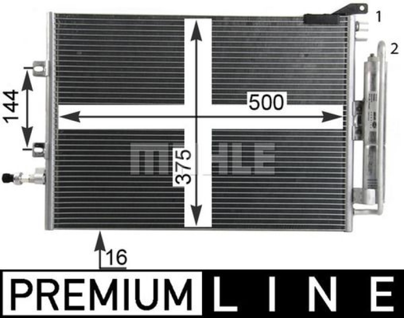 Bild von MAHLE ORIGINAL AC 720 000P Klimakondensator Kondensator, Klimakühler, Kondensator Klimaanlage mit Druckschalter, mit Trockner 500 RENAULT: CLIO 3