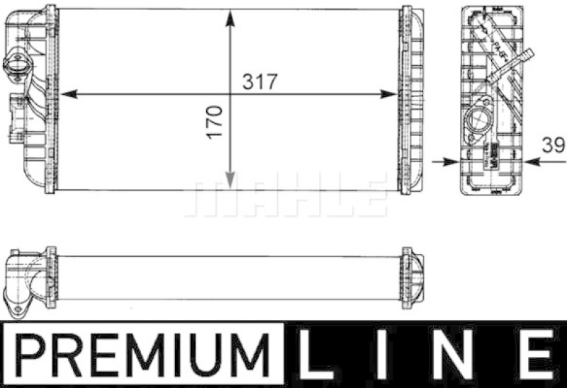 Bild von MAHLE ORIGINAL AH 124 000P Wärmetauscher Plattenwärmetauscher, Heizungskühler, Wärmetauscher, Innenraumheizung