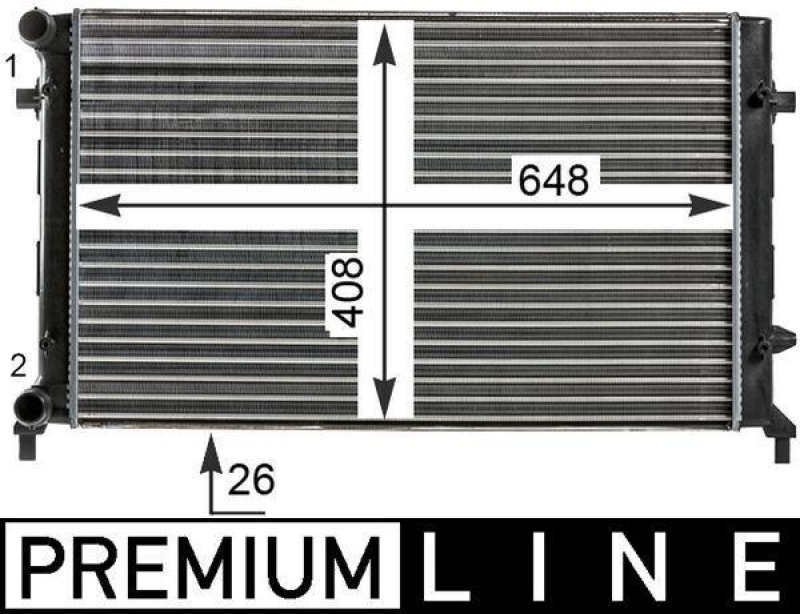 Bild von MAHLE ORIGINAL CR 30 000P Kühler, Motorkühlung Kühler, Wasserkühler, Autokühler 640 415 23 Kühlrippen mechanisch gefügt VOLKSWAGEN: Golf 5, Caddy 3