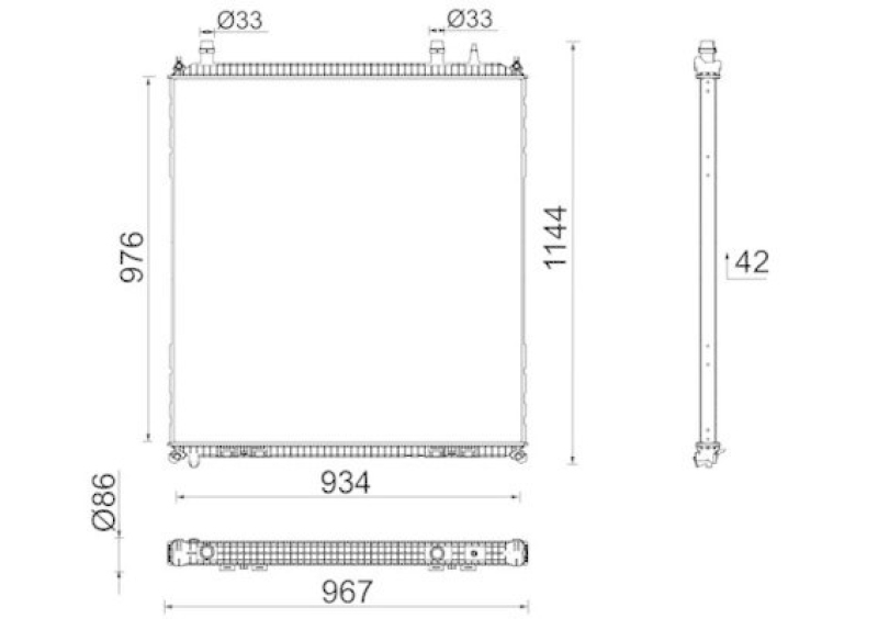 Bild von MAHLE ORIGINAL CR 106 000P Kühler, Motorkühlung Kühler, Wasserkühler, Autokühler 976 934 42 ohne Rahmen Kühlrippen gelötet