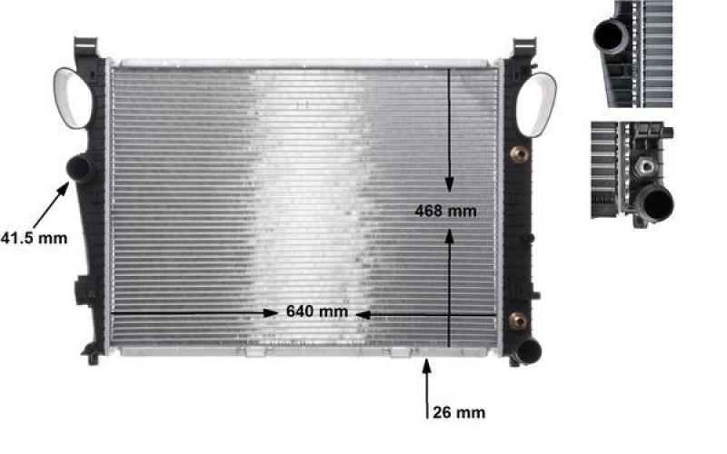 Bild von MAHLE ORIGINAL CR 304 000S Kühler, Motorkühlung Kühler, Wasserkühler, Autokühler 640 468 26 Kühlrippen gelötet