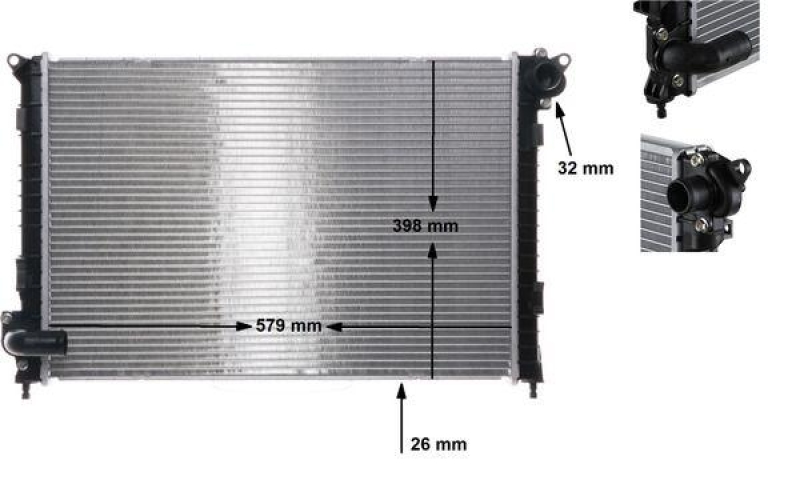 Bild von MAHLE ORIGINAL CR 983 000S Kühler, Motorkühlung Kühler, Wasserkühler, Autokühler für Fahrzeuge mit Klimaanlage 578 398 26 Kühlrippen gelötet