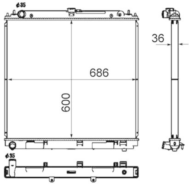 Bild von MAHLE ORIGINAL CR 1878 000S Kühler, Motorkühlung Kühler, Wasserkühler, Autokühler 686 600 36 Kühlrippen gelötet