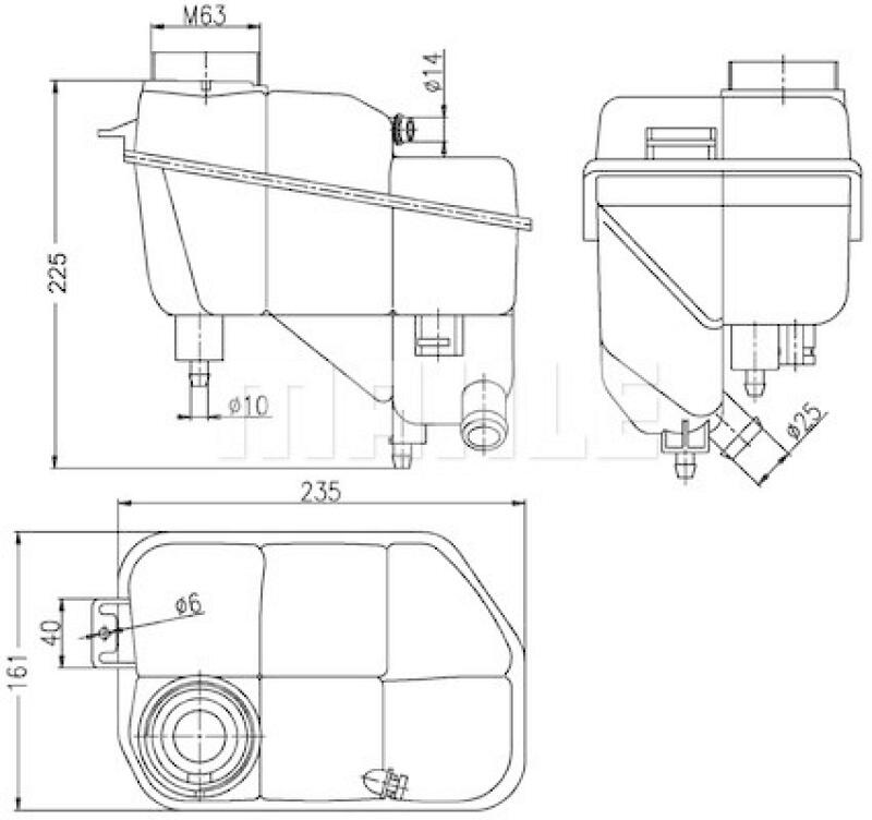 Bild von MAHLE ORIGINAL CRT 202 000S Ausgleichsbehälter Kühlwasserbehälter, Kühlflüssigkeitsbehälter, Ausgleichsbehälter, Kühlmittel mit Sensor, ohne Deckel