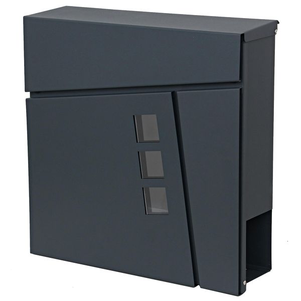 Bild von MCW Wandbriefkasten MCW-B29, Front mit 3 Sichtfenstern, Mit Zeitungsfach, Inkl. 2 Schlüsseln
