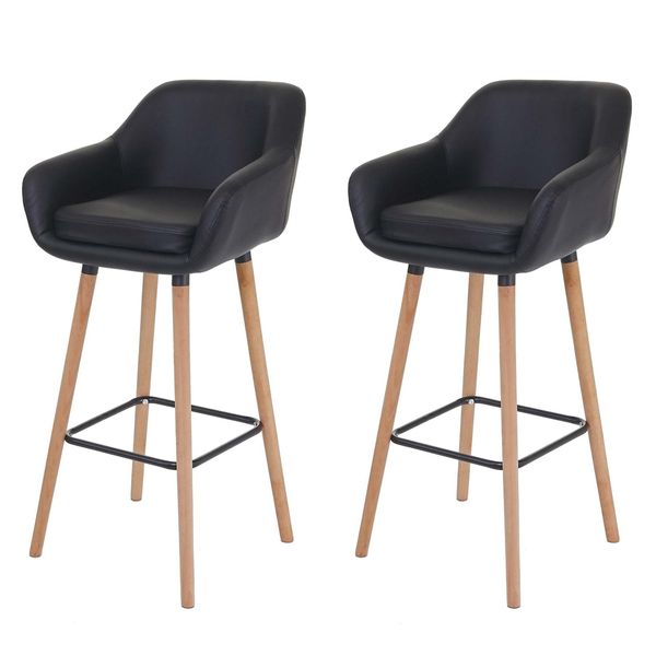 Bild von MCW Polsterhocker Vaasa T381-2-B (Set, 2er), 2er-Set, Einfache Montage, Stabile Fußablage, Bequeme Sitzpolsterung