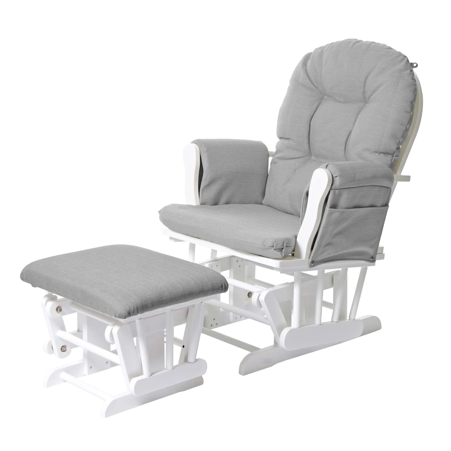 Bild von MCW Relaxsessel C76 Schwingstuhl Stoff/Textil Hellgrau Gestell Weiß